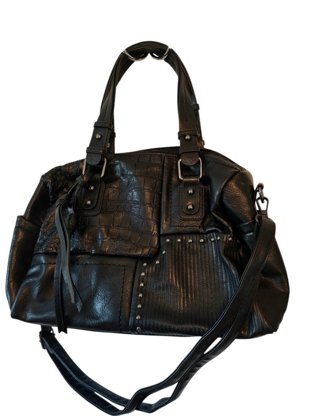 Dasein Black Satchel with Crossbody Strap